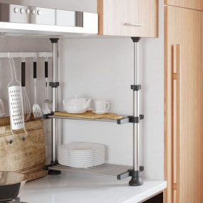 Kitchen Shelf Silver Aluminum Adjustable Height-Adjusta...