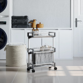 Storage Trolley Silver Aluminum, Plastic Medium Rollabl...