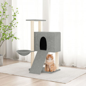 Cat Tree Light Gray Engineered Wood Medium Modern Cat T...