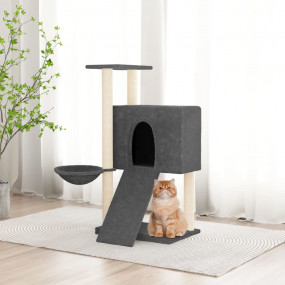 Cat Tree Dark Gray Engineered Wood, Plush, Sisal Medium...