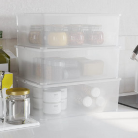 Plastic Storage Box Set of 3 Transparent Polypropylene ...