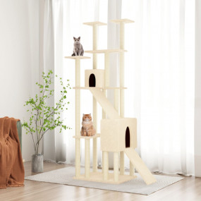 Cat Tree Cream Engineered wood, plush, sisal 74.8 in ta...