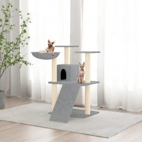 Cat Tree Light gray Engineered wood, plush, sisal Nice ...