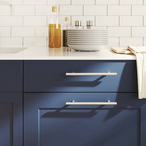 Cabinet Handle Set of 10 Silver Stainless steel Large D...