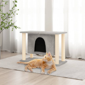Cat Tree Light Grey Engineered Wood, Plush, Sisal 19.7 ...