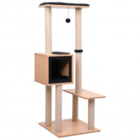 Cat Tree Brown, Black Wood, MDF, Veneer, Sisal, Jute, P...