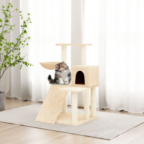 Cat Tree Cream Engineered wood Medium Durable Cat Tree ...
