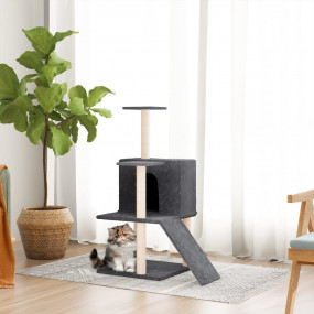 Cat Tree Dark Grey Engineered wood, plush, sisal Medium