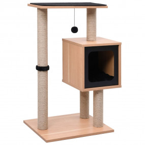 Cat Tree Brown, Black Wood, MDF, veneer, sisal, jute, p...