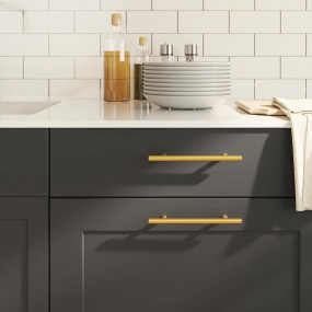 Cabinet Handle Set of 10 Gold Stainless Steel Medium