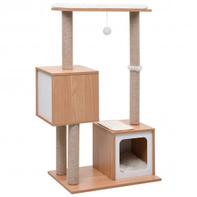 Cat Tree Brown and White Wood 40.9 in tall Removable Co...