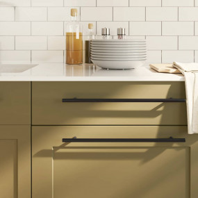 Cabinet Handle Set of 5 Black Stainless Steel 12.6 in T...