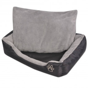 Imag:Dog Bed Black and Grey PU-coated oxford fabric and faux fur S