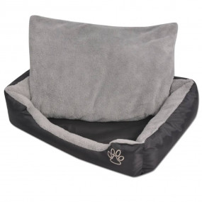 Imag:Dog Bed Black and Grey PU-coated oxford fabric and faux fur XL