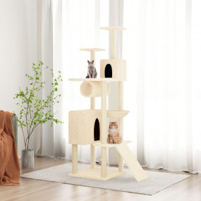 Cat Tree Cream Engineered wood, plush, sisal 66.1 in ta...