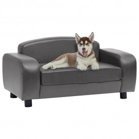 Dog Sofa Grey Faux leather (100% polyurethane), solid f...