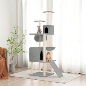 Cat Tree Light Grey Engineered Wood, Plush, Sisal Tall ...