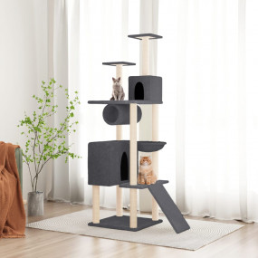 Cat Tree Dark Gray Engineered Wood, Plush, Sisal Large ...