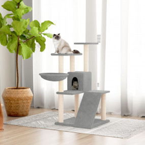 Cat Tree Light Grey Engineered wood, plush, sisal Mediu...
