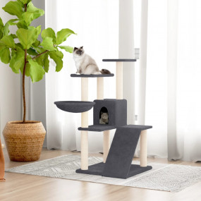 Cat Tree Dark Grey Engineered wood, plush, sisal Cat Tr...
