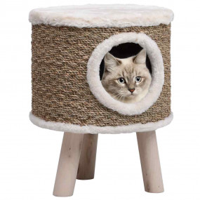 Cat House Brown Seagrass, Flakeboard, Plush Durable Cat...