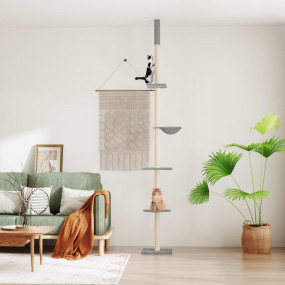 Cat Tree Light Grey Engineered wood, plush, sisal Adjus...
