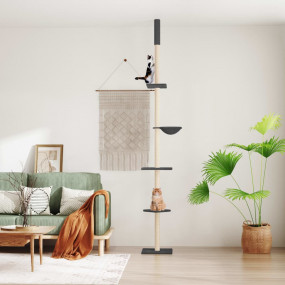 Cat Tree Dark grey Engineered wood, Plush, Sisal Height...