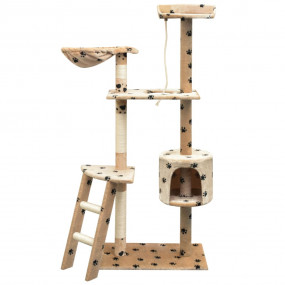 Cat Tree Beige with black paw prints Plush, Sisal, Wood...