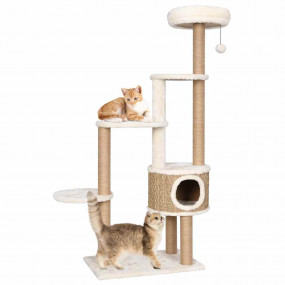 Cat Tree Beige Flakeboard, Plush, Seagrass Tall Storage