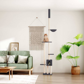 Cat Tree Dark Grey Engineered wood, plush, sisal Large