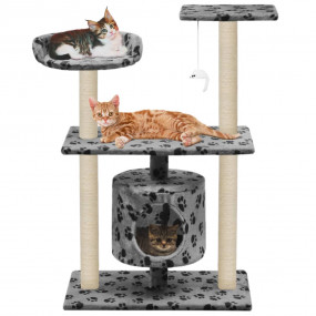 Cat Tree Grey with paw prints