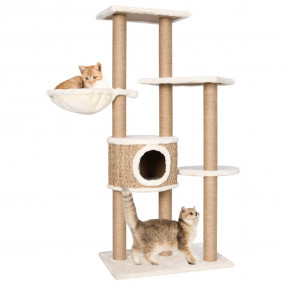 Cat Tree Beige Flakeboard, plush, seagrass Medium Durab...