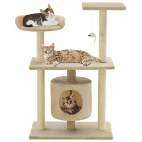 Cat Tree Beige Engineered wood, sisal rope, plush fabri...