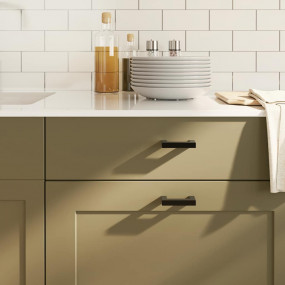 Cabinet Handle Set of 10 Black Stainless Steel Medium D...