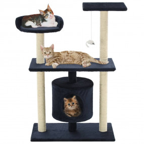 Cat Tree Dark Blue Engineered wood, Carton, Plush fabri...