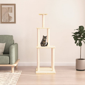 Cat Tree Cream Engineered wood, plush, sisal 58.7 in Ca...