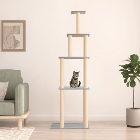 Cat Tree Light Grey Engineered wood, plush, sisal 72.0 ...
