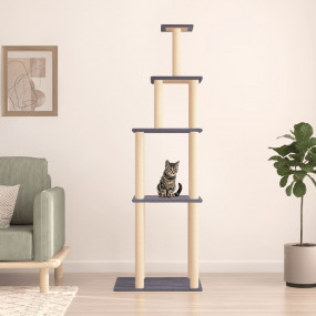 Cat Tree Dark grey Engineered wood, plush, sisal Tall D...