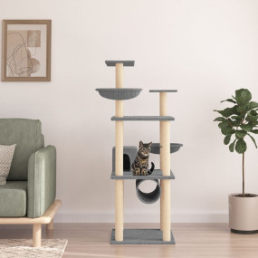 Cat Tree Light grey Engineered wood, plush, sisal Large...