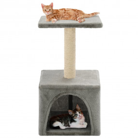 Cat Tree Grey Particle board frame, soft plush, sisal r...