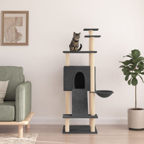 Cat Tree Dark grey Engineered wood Large Stackable Cat ...