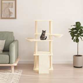 Cat Tree Cream Engineered Wood, Plush, Sisal Medium