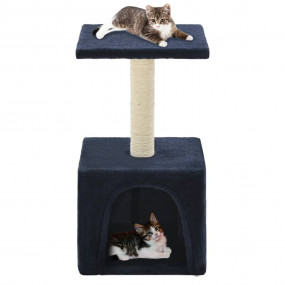 Cat Tree Dark Blue Particle Board, Plush, Sisal Rope Sm...