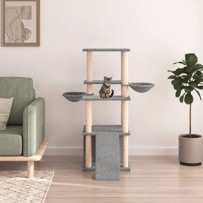 Cat Tree Light Grey Engineered Wood, Plush, Sisal Mediu...