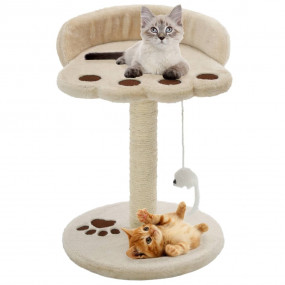 Cat Tree Beige and Brown Particle Board Frame, Plush, S...