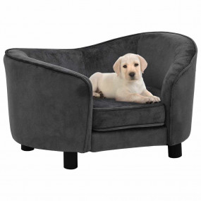 Dog Sofa Dark Grey Plush (80% polyester, 20% cotton), s...