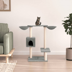 Cat Tree Light Grey Engineered Wood 32.3 in Durable Cat...