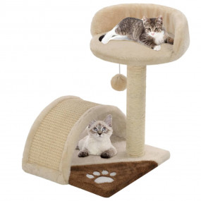 Cat Tree Beige and Brown Particle board, Soft plush, Si...