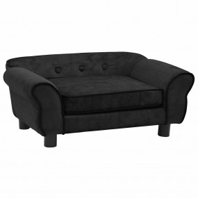 Dog Sofa Black Plush, Fir Wood Small Removable Covers D...
