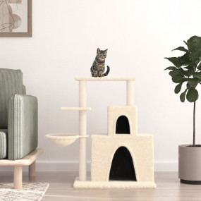 Cat Tree Cream Engineered wood, Plush, Sisal Medium Mod...